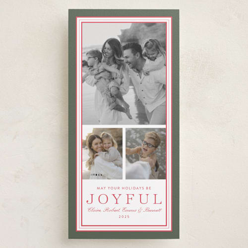 This is a fir holiday photo cards with standard by Alston Foster called favorite joys printing on recycled smooth signature in tall