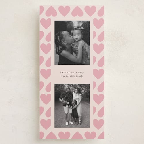 This is a rose holiday photo cards with standard by Kristin Oliversen called all the hearts printing on recycled smooth signature in tall