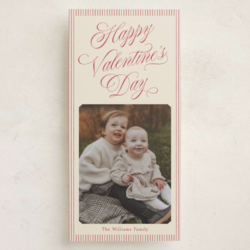 This is a cream holiday photo cards with standard by Robert and Stella called tidy stripe printing on recycled smooth signature in tall