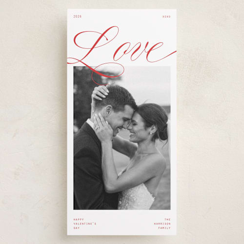 This is a candy apple holiday photo cards with standard by Ashlee Townsend called corner love printing on recycled smooth signature in tall