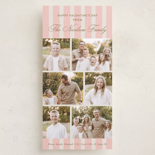 This is a blush holiday photo cards with standard by Jackie Crawford called classic six with stripes printing on recycled smooth signature in tall