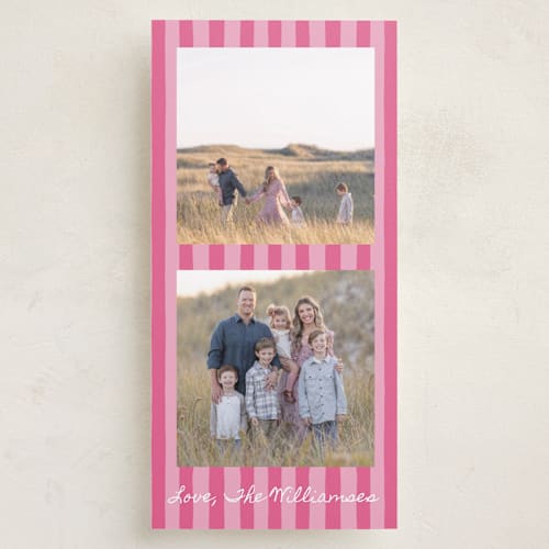This is a poppy holiday photo cards with standard by Huefete called classic stripe printing on recycled smooth signature in tall