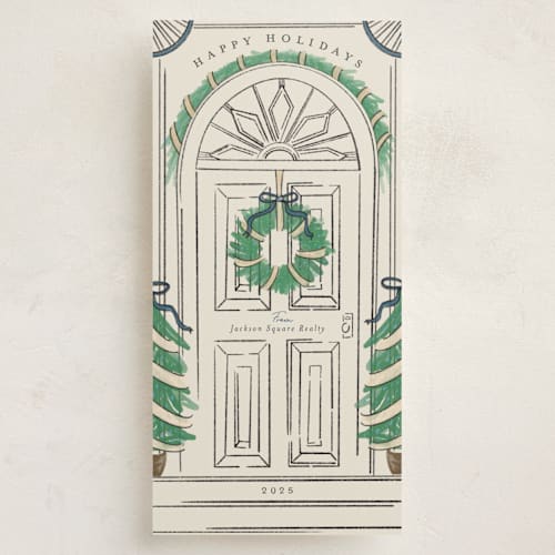 This is a winter holiday photo cards with standard by Heather Schertzer called welcome home printing on signature in tall