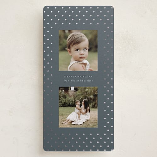 This is a wintermint foil pressed holiday cards with foil pressed by Kristin Oliversen called dotted printing on recycled smooth signature in tall