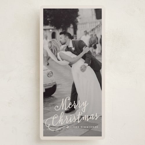 This is a marshmallow holiday photo cards with standard by Pati Cascino called simeonne printing on recycled smooth signature in tall