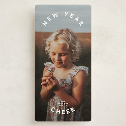 This is a snow holiday photo cards with standard by Inkblot Design called happy oval printing on recycled smooth signature in tall