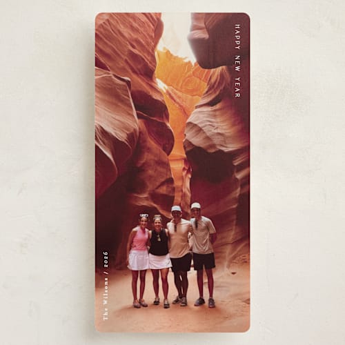 This is a snow holiday photo cards with standard by Owl and Toad called minimal type printing on recycled smooth signature in tall