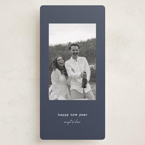 This is a midnight holiday photo cards with standard by Kristen Knechtel called typed printing on recycled smooth signature in tall