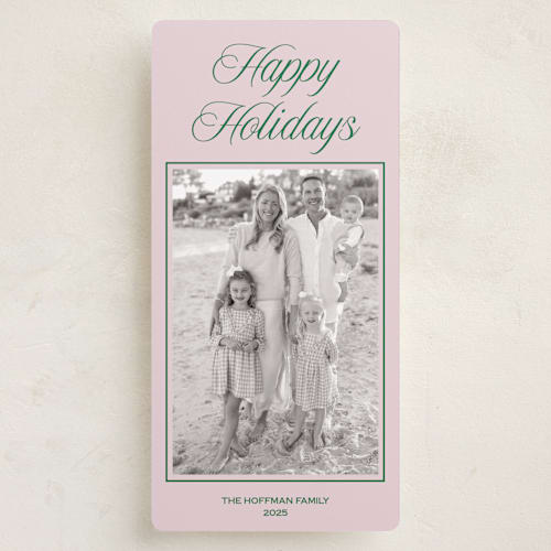 This is a petal holiday photo cards with standard by Annie Shapiro called prep printing on recycled smooth signature in tall