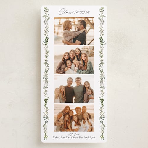 This is a pine holiday photo cards with standard by Susan Moyal called side vine printing on recycled smooth signature in tall