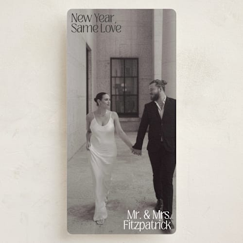 This is a midnight holiday photo cards with standard by Inkblot Design called together printing on recycled smooth signature in tall