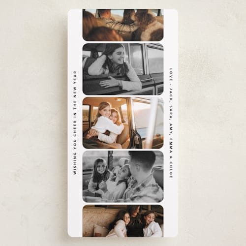 This is a snowflake holiday photo cards with standard by Creo Study called vintage photostrip printing on recycled smooth signature in tall