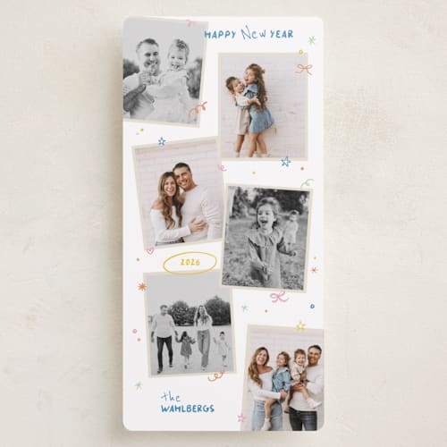 This is a sunshine holiday photo cards with standard by Creo Study called playful new year printing on recycled smooth signature in tall