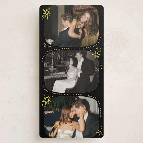 This is a night holiday photo cards with standard by Anastasia Makarova called funny snake printing on recycled smooth signature in tall