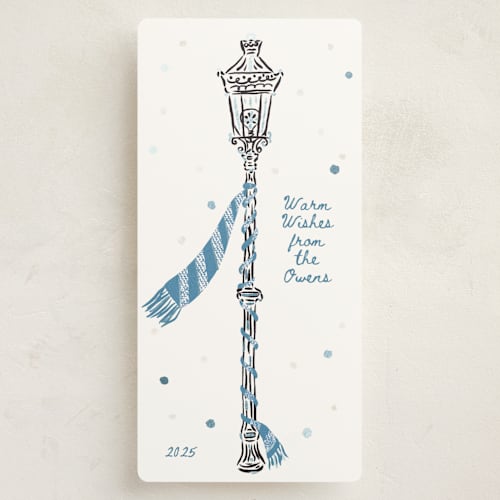 This is a ice foil pressed holiday cards with foil pressed by Gwen Bedat called reverbere printing on signature in tall