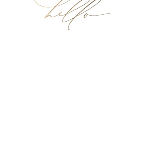 This is a golden foil stamped stationery with foil pressed by Nicoletta Savod called chic hello printing on signature in 4.25x5.5