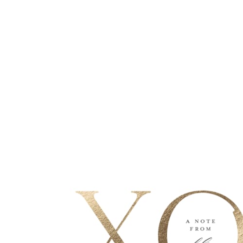 This is a silk foil stamped stationery with foil pressed by Christie Garcia called xo printing on signature in 4.25x5.5