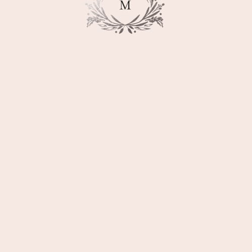 This is a tinsel foil stamped stationery with foil pressed by Susan Moyal called gilded monogram printing on signature in 4.25x5.5