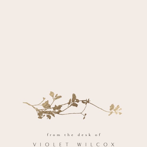This is a ivory foil stamped stationery with foil pressed by Kelly Schmidt called mist printing on signature in 4.25x5.5