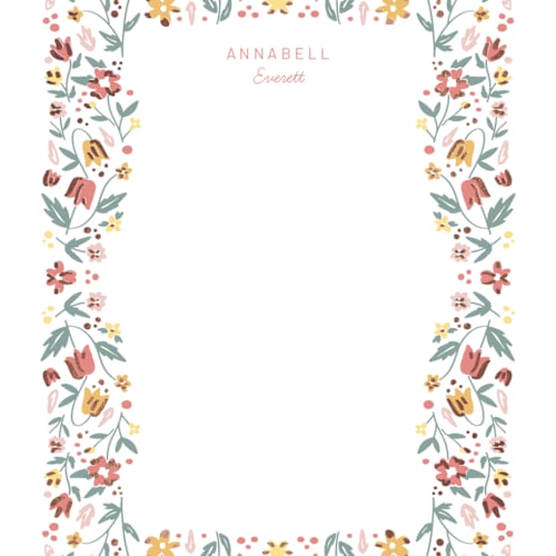This is a mellow foil stamped stationery with foil pressed by Megan Cash called garden party printing on signature in 4.25x5.5