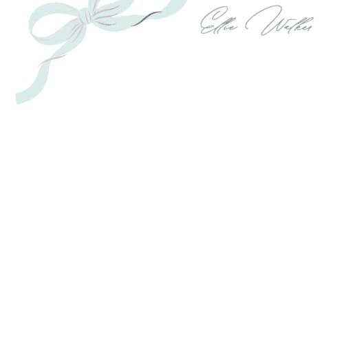 This is a robins egg foil stamped stationery with foil pressed by Paper Raven Co. called a little bow printing on signature in 4.25x5.5