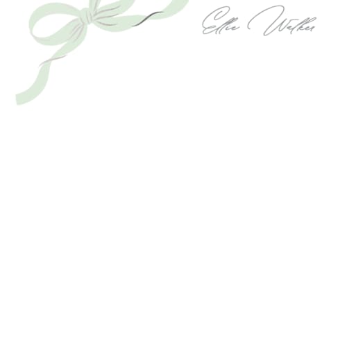 This is a clover foil stamped stationery with foil pressed by Paper Raven Co. called a little bow printing on signature in 4.25x5.5