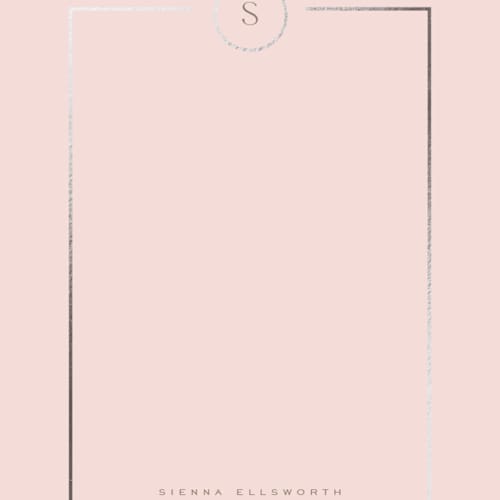 This is a salmon foil stamped stationery with foil pressed by chocomocacino called stretto printing on signature in 4.25x5.5