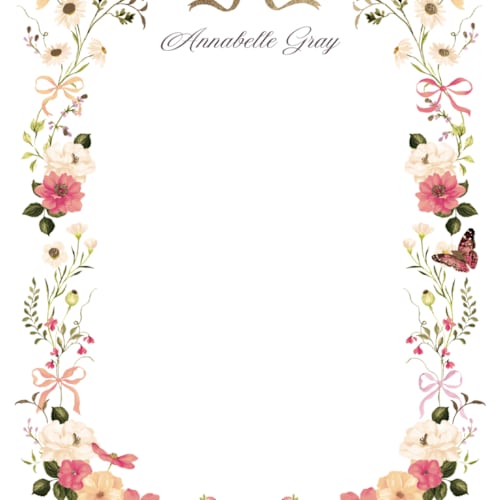 This is a romance foil stamped stationery with foil pressed by Sarah Knight called fleur printing on signature in 4.25x5.5