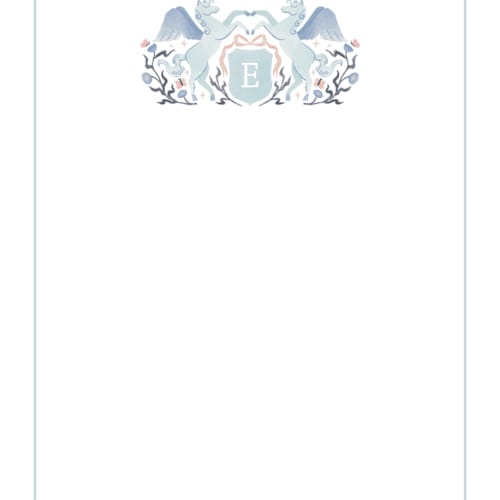 This is a frozen kids thank you cards notes with standard by Masha Zimovich called unicorn crest printing on signature in standard