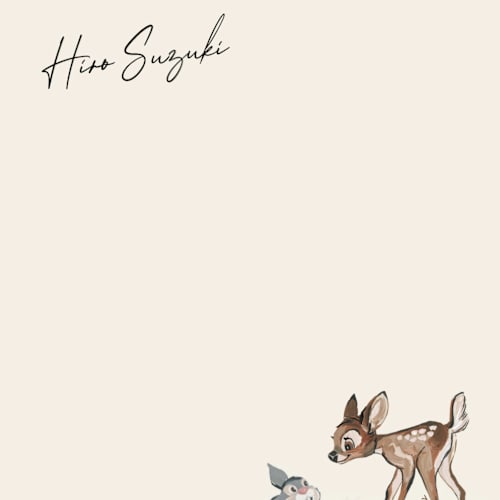This is a sandstone kids thank you cards notes with standard by Teju Reval called disney's bambi printing on signature in standard