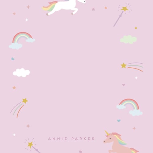 This is a lavender kids thank you cards notes with standard by Anupama called magical day printing on signature in standard