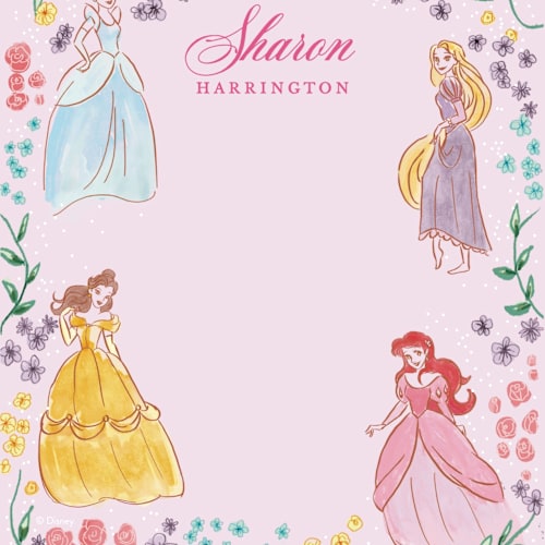 This is a bubblegum kids thank you cards notes with standard by Cass Loh called disney princess garden party printing on signature in standard