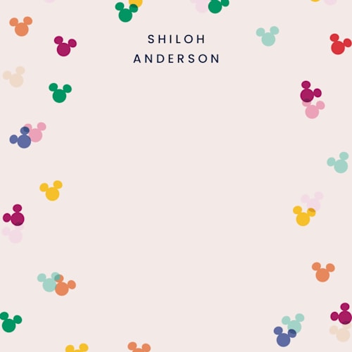 This is a bold kids thank you cards notes with standard by Ellen Schlegelmilch called disney's mickey confetti printing on signature in standard