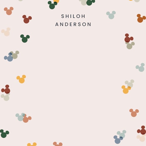 This is a muted kids thank you cards notes with standard by Ellen Schlegelmilch called disney's mickey confetti printing on signature in standard