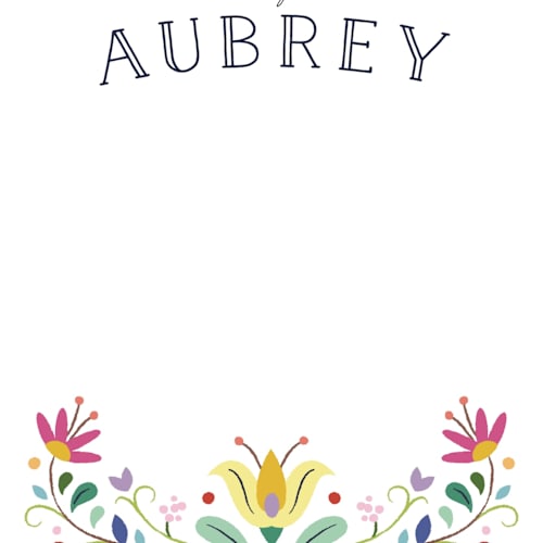 This is a sky kids thank you cards notes with standard by Amber Barkley called folk florals printing on signature in standard