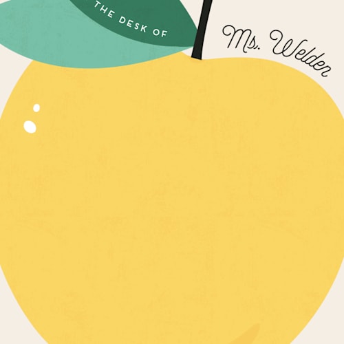 This is a golden delicious personalized stationery thank you cards with standard by Erica Krystek called teacher's apple printing on signature in 4.25x5.5