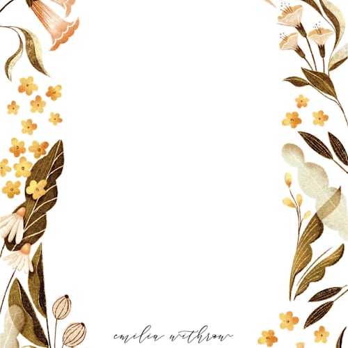 This is a sunset personalized stationery thank you cards with standard by Vivian Yiwing called wild blossoms printing on signature in 4.25x5.5