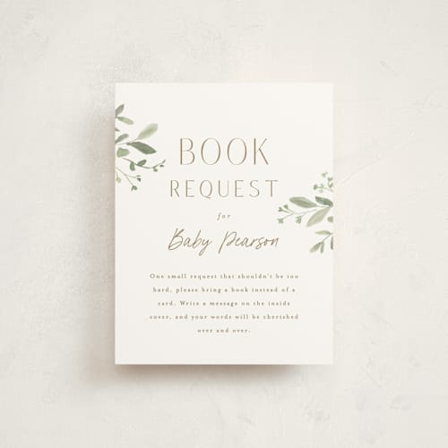 This is a porcelain baby shower insert cards with standard by Everett Paper Goods called boho buggy printing on signature in standard