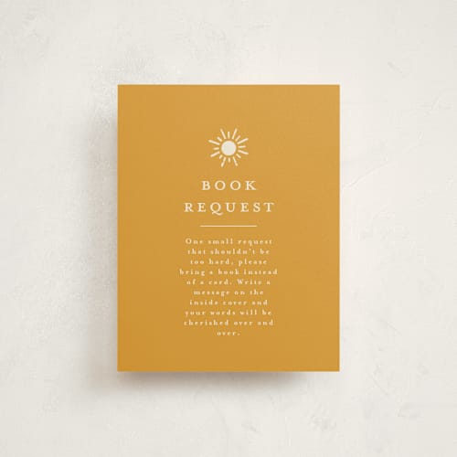This is a golden sun baby shower insert cards with standard by Meggy Masters called sun toss printing on signature in standard