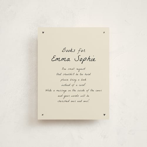 This is a ivory baby shower insert cards with standard by Stephanie Heinrich Godbout called doodle sip and see printing on signature in standard