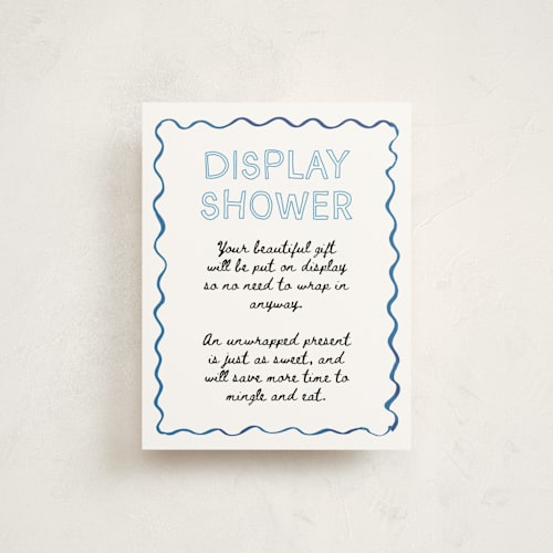 This is a denim baby shower insert cards with standard by Cass Loh called nautical doodles printing on signature in standard
