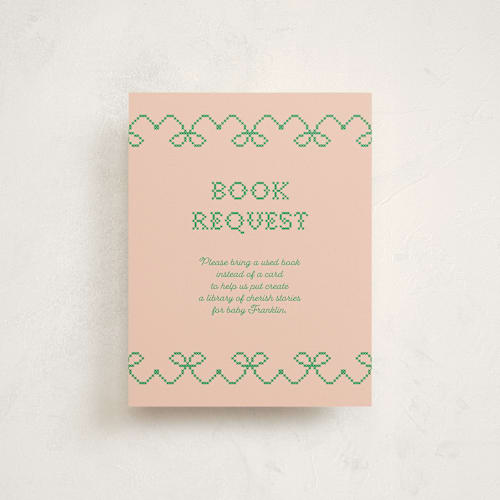 This is a grass baby shower insert cards with standard by Studio Suku called needlepoint printing on signature in standard