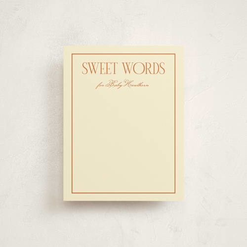 This is a citrus baby shower insert cards with standard by Ashlee Townsend called the club crest printing on signature in standard