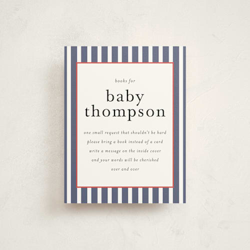 This is a denim baby shower insert cards with standard by Wendy Taylor called my lobster printing on signature in standard