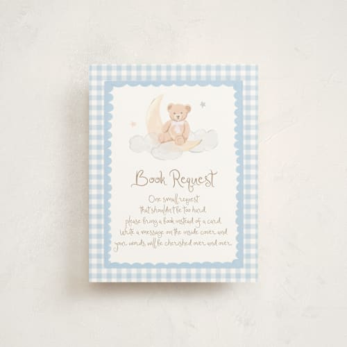 This is a sky baby shower insert cards with standard by Teju Reval called dreamy bear printing on signature in standard