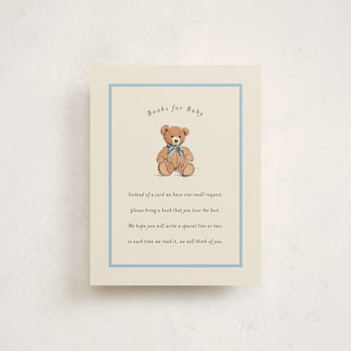 This is a frost baby shower insert cards with standard by Becky Nimoy called antique teddy bear printing on signature in standard
