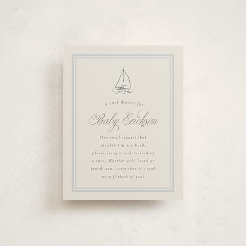 This is a fog baby shower insert cards with standard by Stephanie Hawkes called on board printing on signature in standard