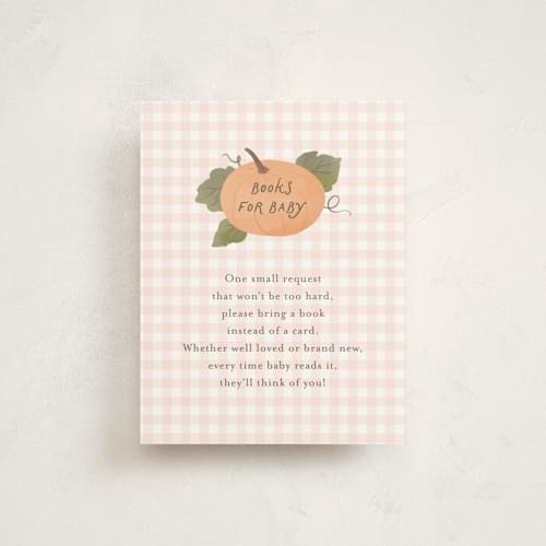 This is a pumpkin baby shower insert cards with standard by Paper Raven Co. called pumpkin patch printing on signature in standard
