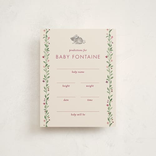 This is a mulberry baby shower insert cards with standard by Sarah Knight called trellis printing on signature in standard