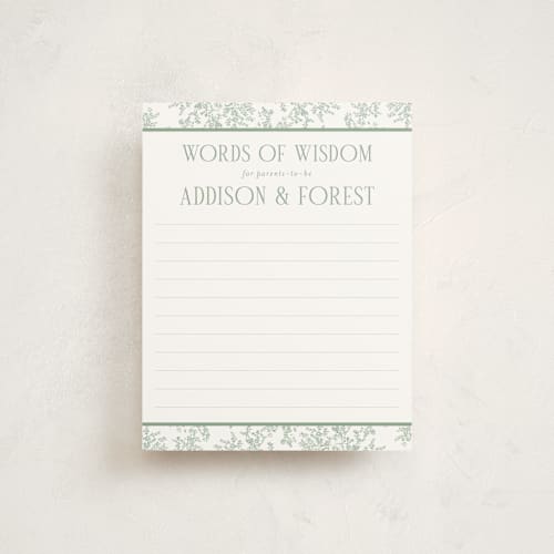 This is a palm baby shower insert cards with standard by Jenna Holcomb called safari printing on signature in standard
